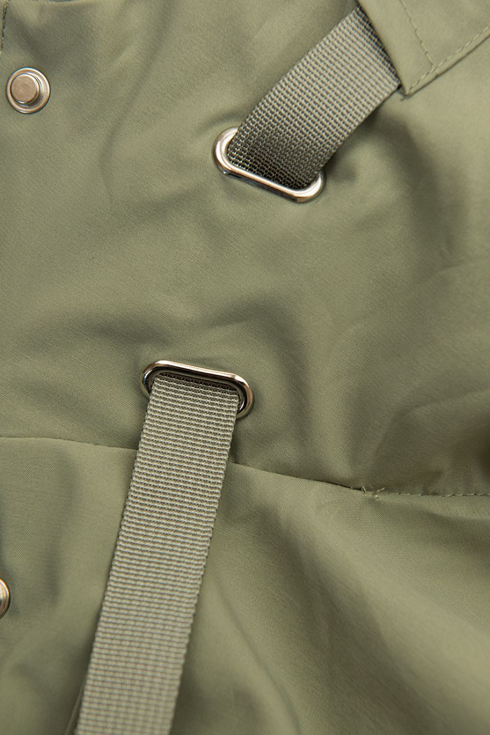 Khaki jarná parka s veľkou kapucňou