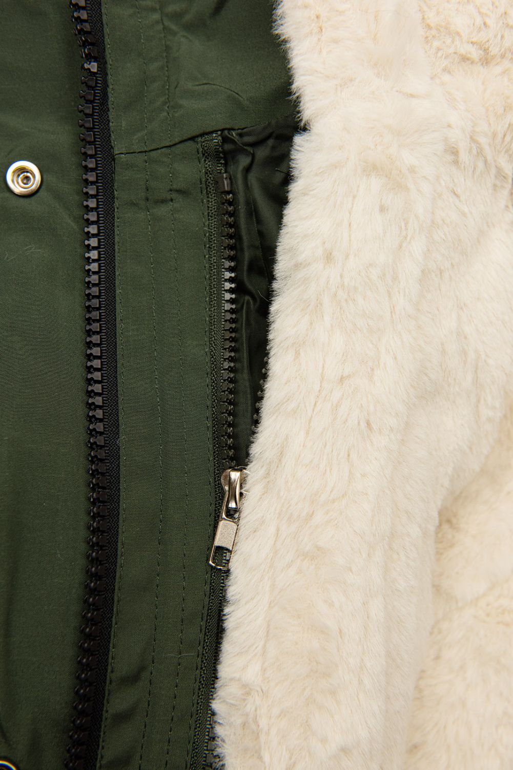 Khaki parka s odnímateľnou plyšovou podšívkou