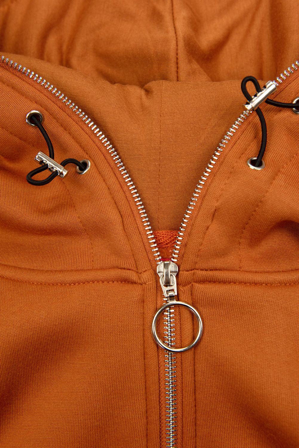 Terakota mikina na zips s kapucňou