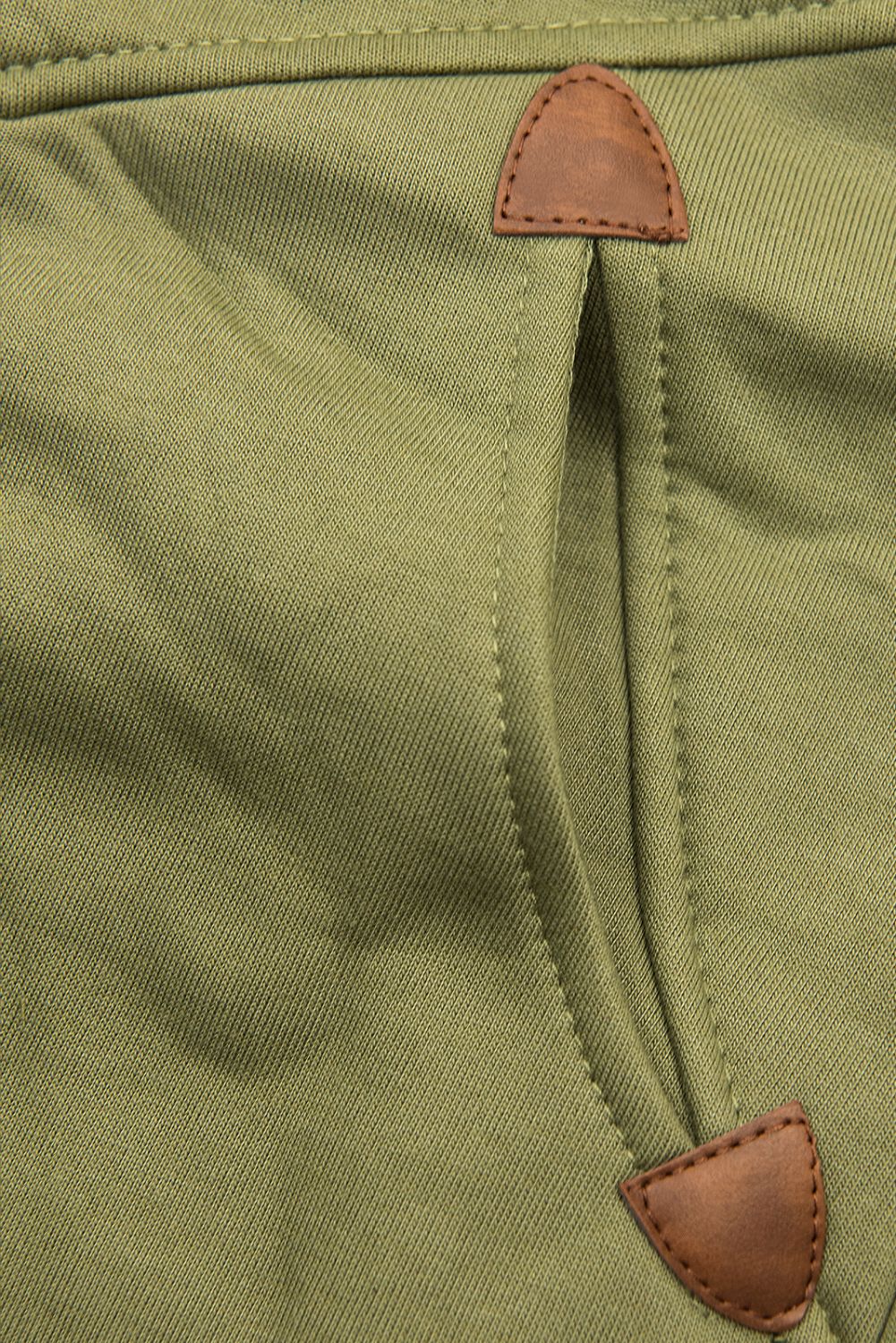 Khaki mikina s dvojcestným zipsom