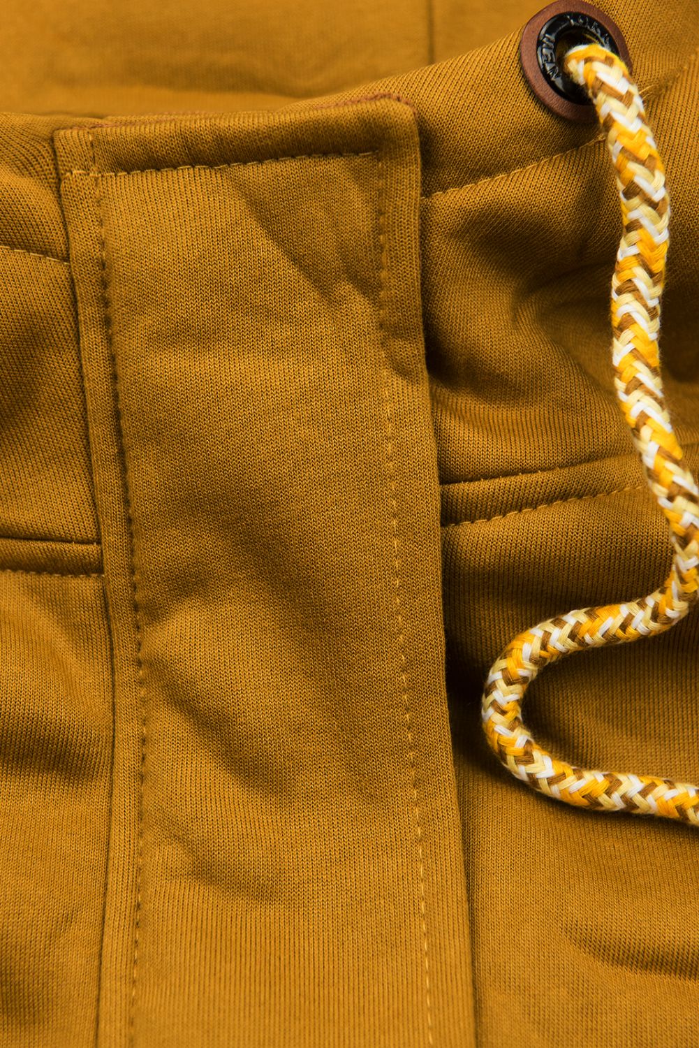 Mustard mikina s kapucňou v predĺženom strihu