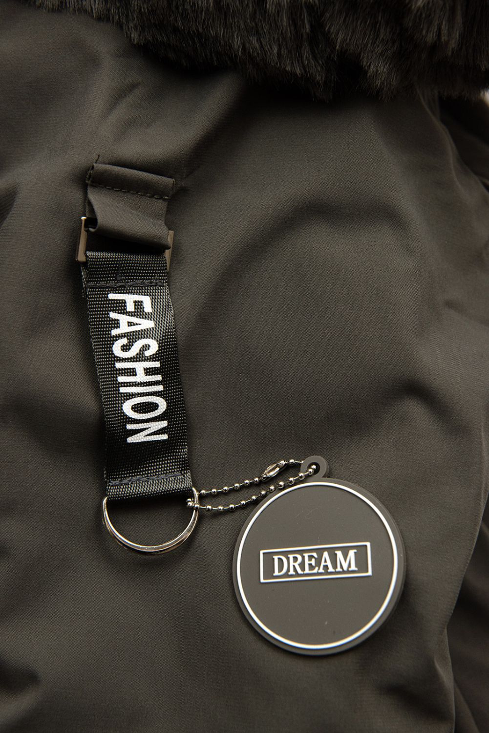 Khaki detská parka s kožušinou
