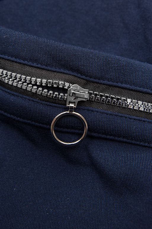 Tmavomodrá predĺžená mikina s kapucňou