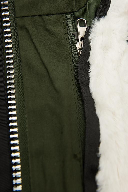 Zimná parka s odnímateľnou podšívkou khaki/biela