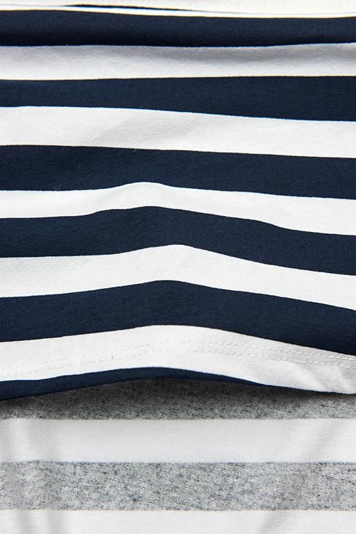 Bielo-modré šaty s pruhmi a nášivkou PLUS SIZE I.