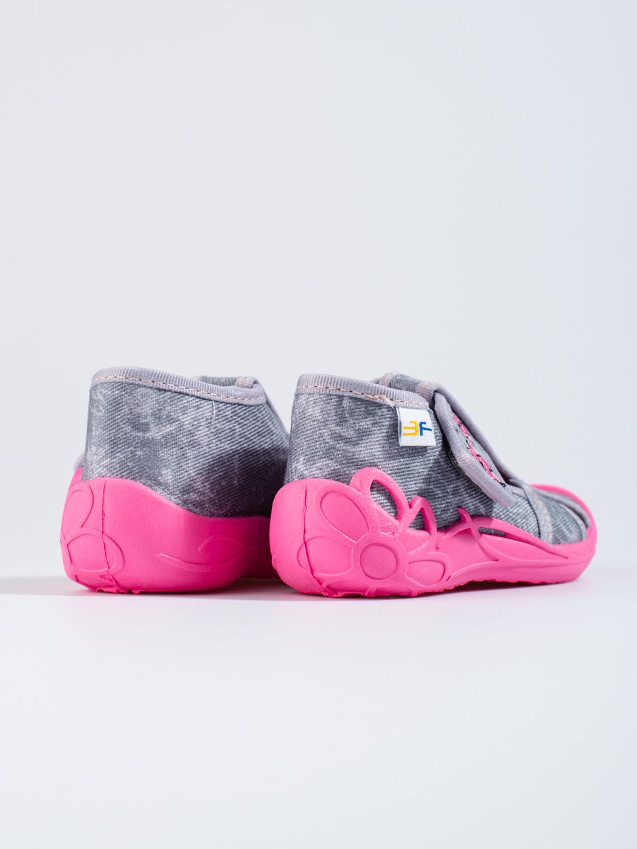 Sivo-ružové detské papuče