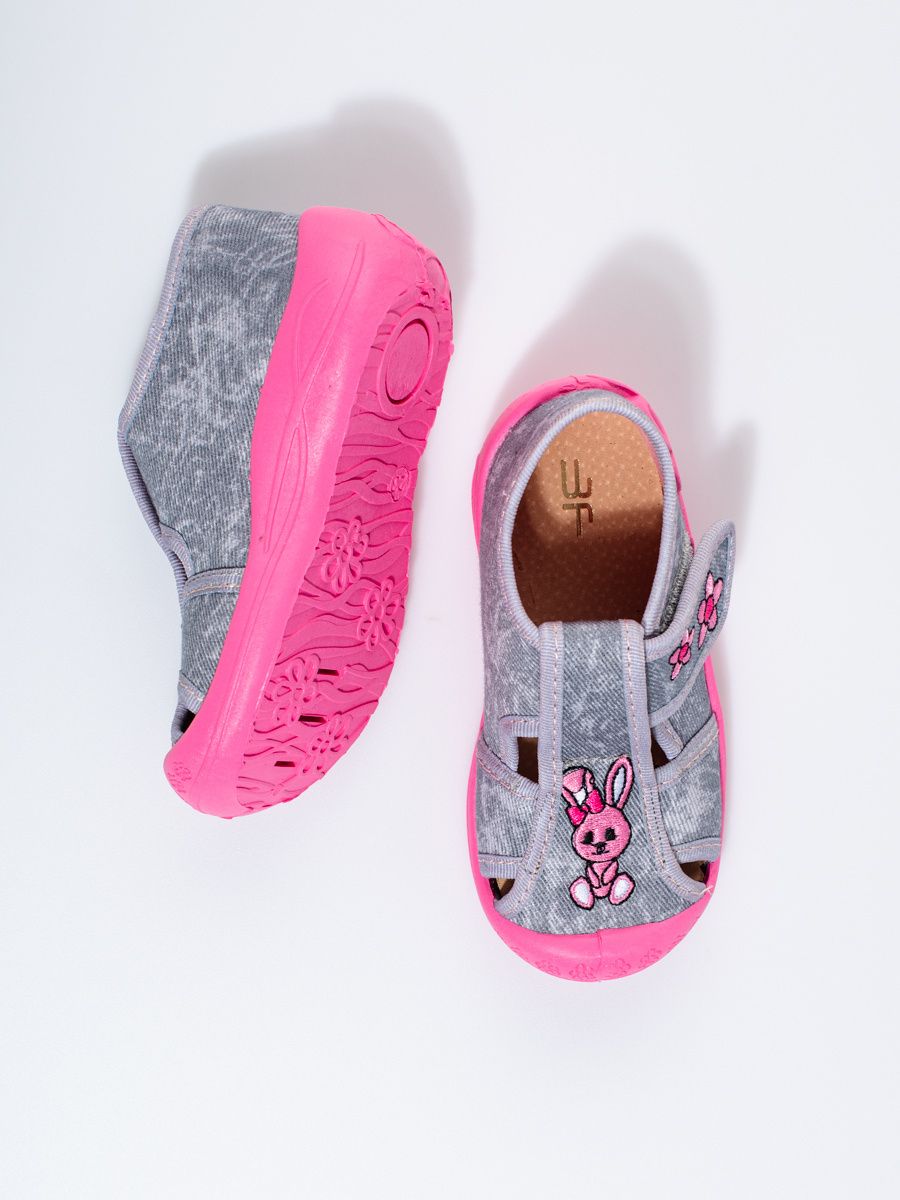 Sivo-ružové detské papuče