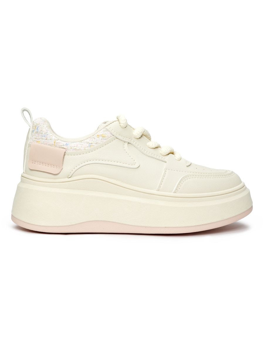 Dámske krémové sneakersy na hrubej podrážke