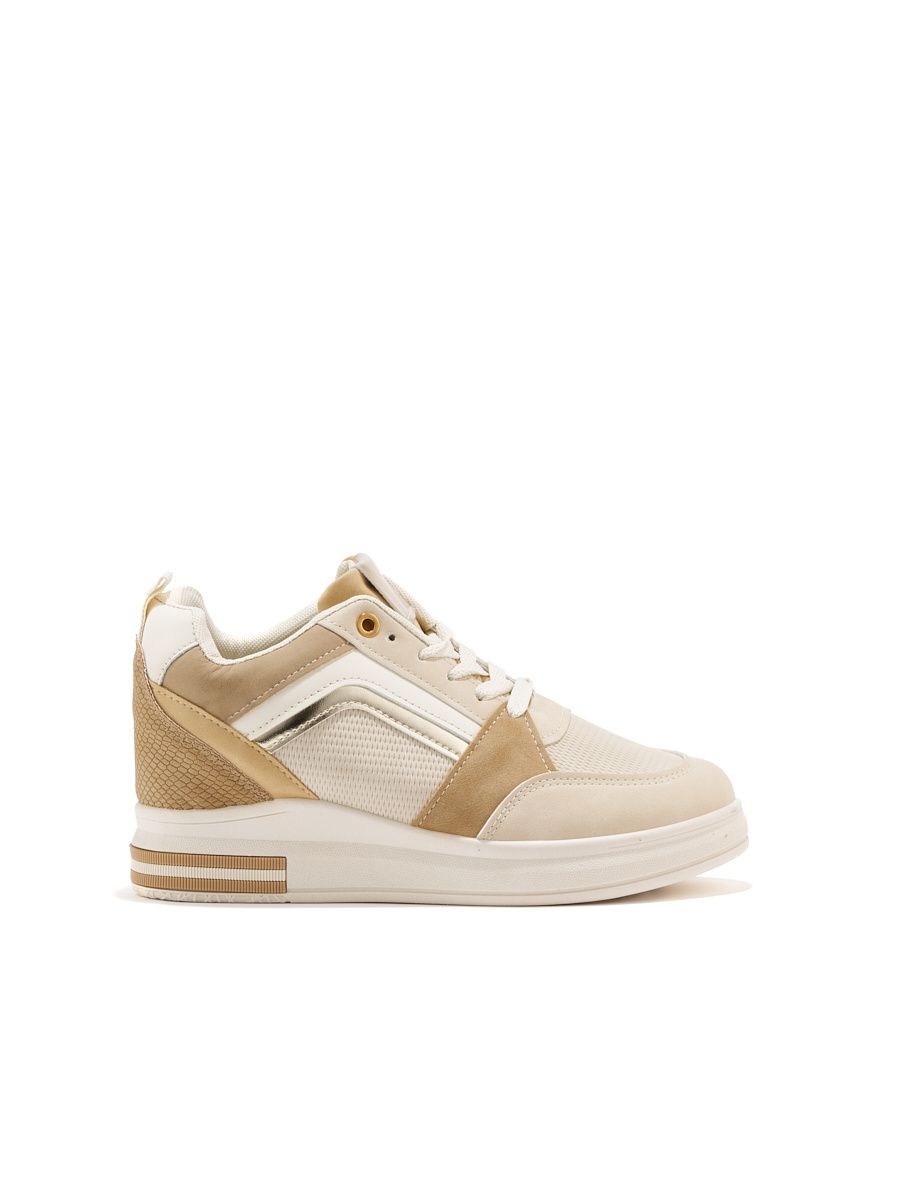 Dámske béžové sneakersy so skrytým podpätkom