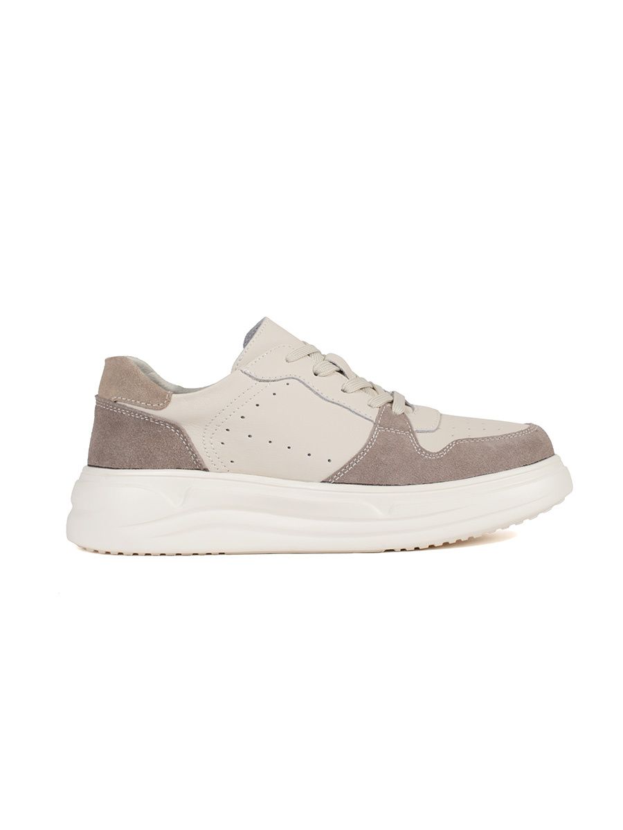 Béžové kožené sneakersy na platforme