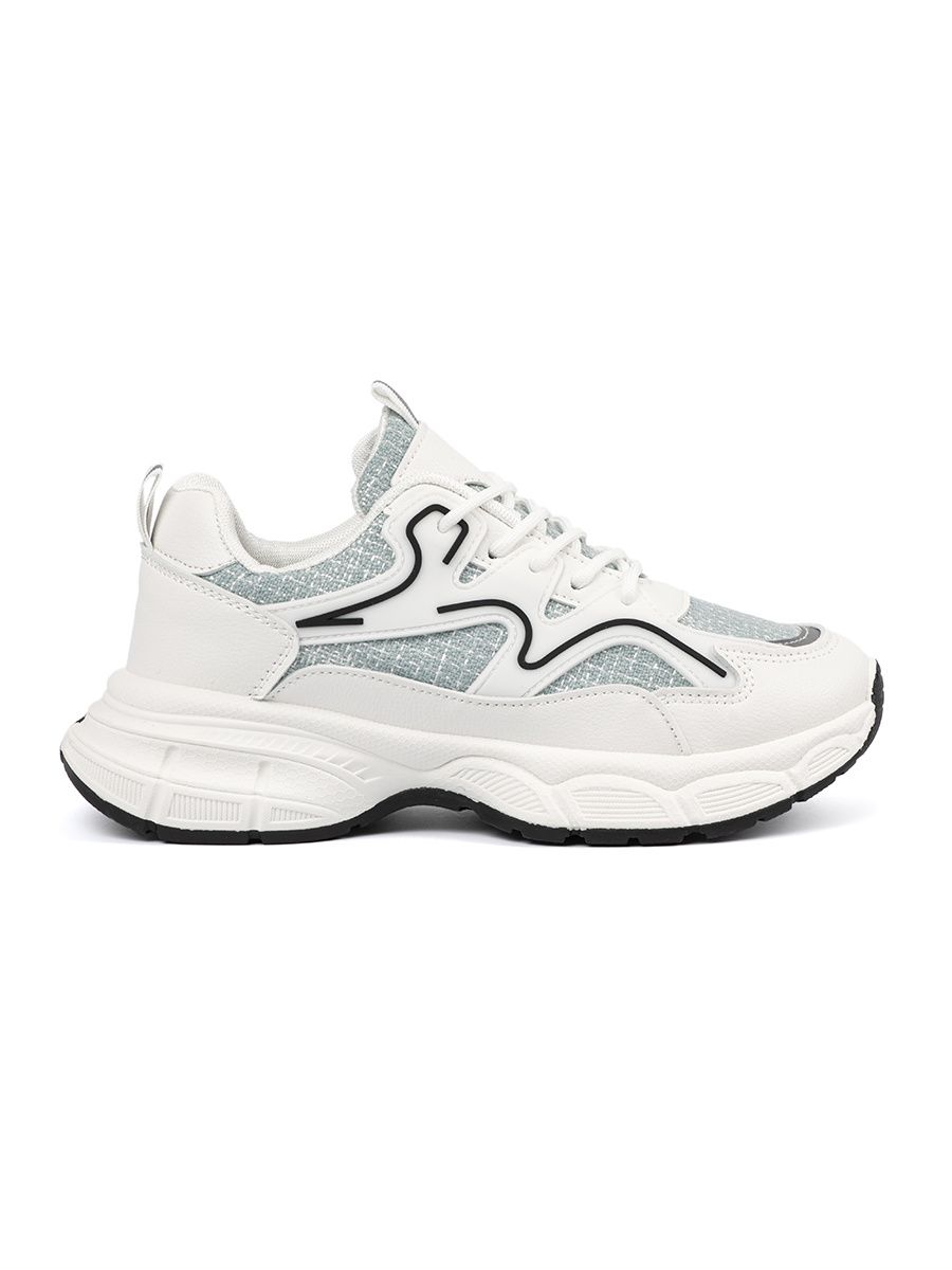 Bielo-zelené sneakersy s ozdobnými prvkami