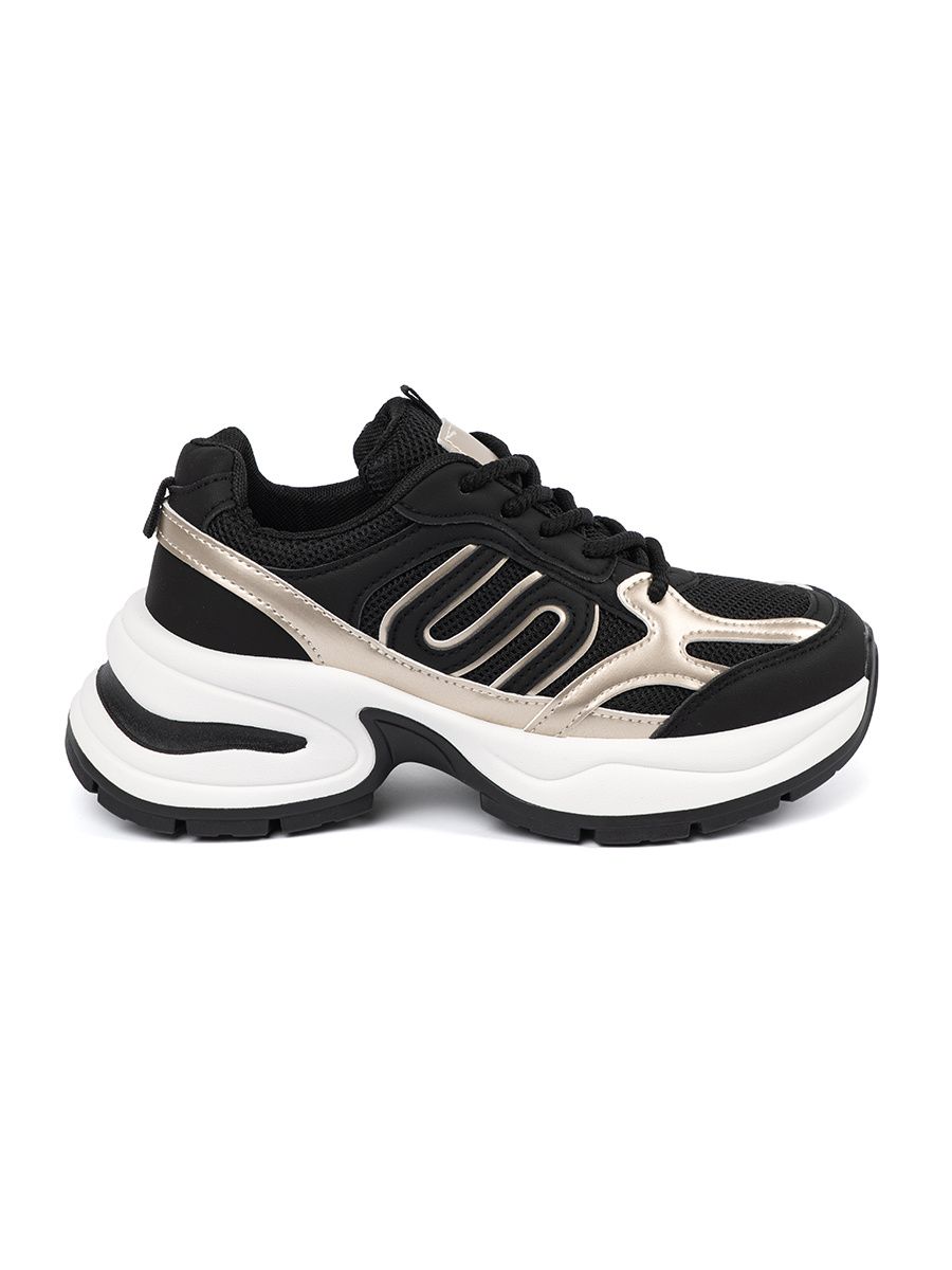 Čierne dámske sneakersy so zlatými detailmi