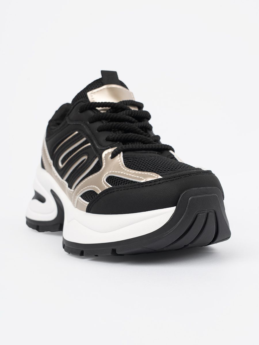 Čierne dámske sneakersy so zlatými detailmi