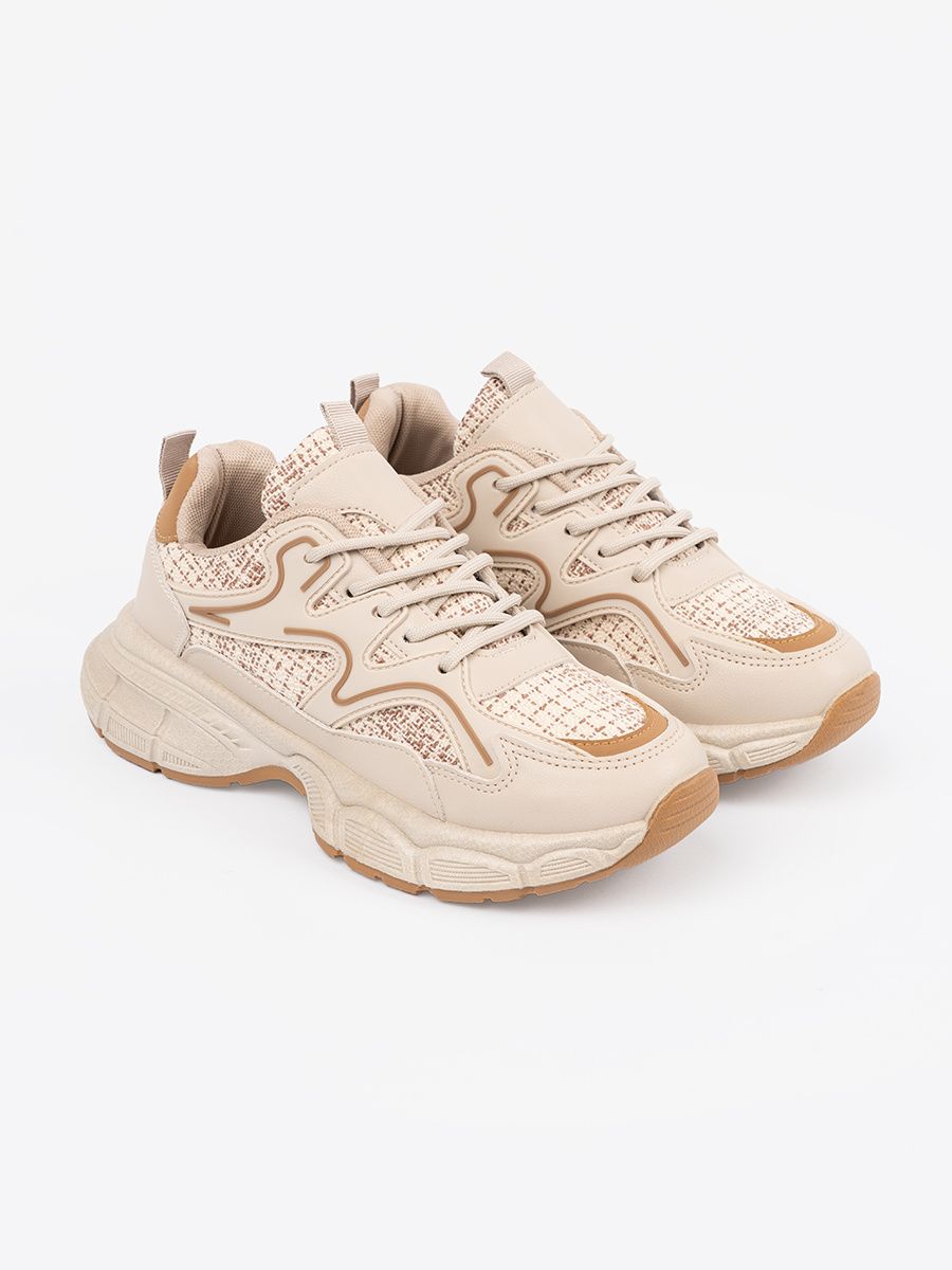 Svetlobéžové dámske sneakersy na platforme