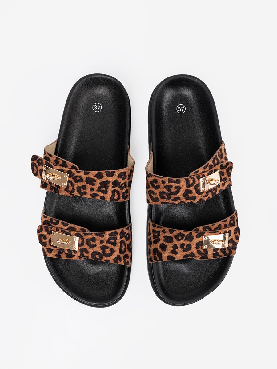 Dámske šľapky s leopardím vzorom