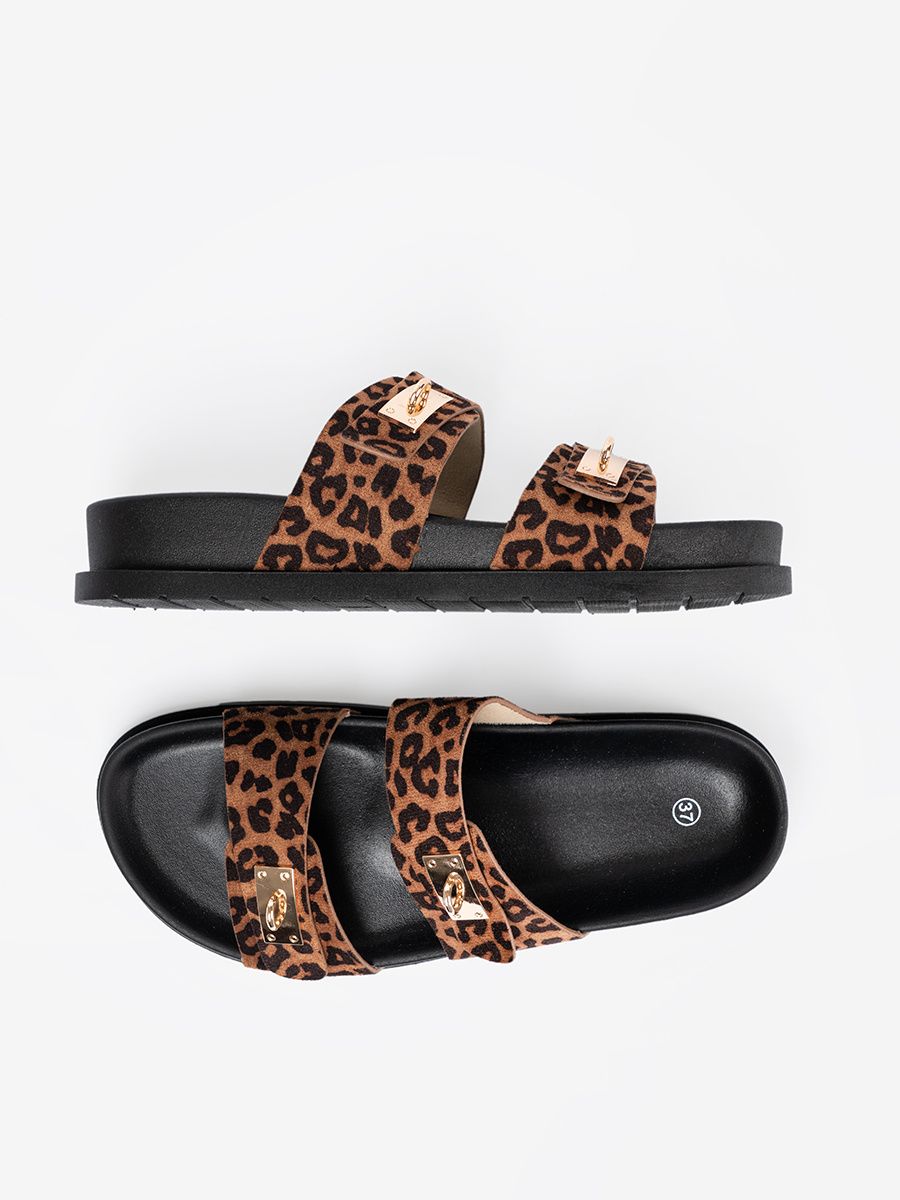 Dámske šľapky s leopardím vzorom