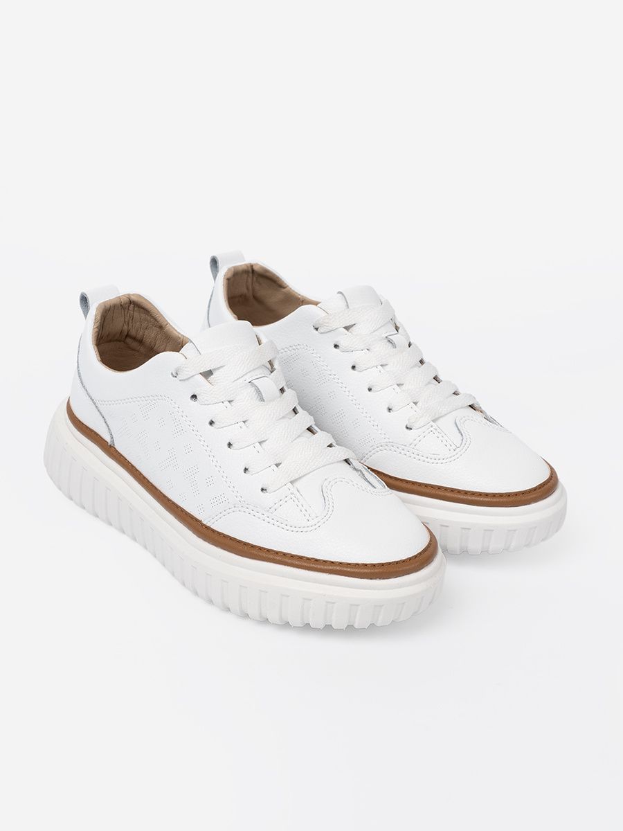 Biele kožené sneakersy na platforme Sergio Leone