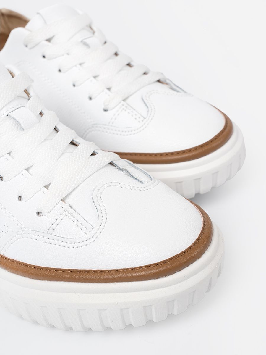 Biele kožené sneakersy na platforme Sergio Leone