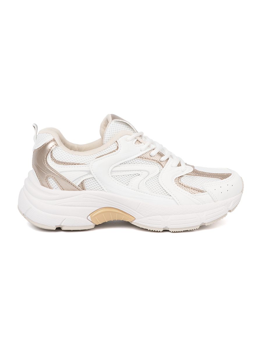 Biele sneakersy s béžovo-zlatými detailmi