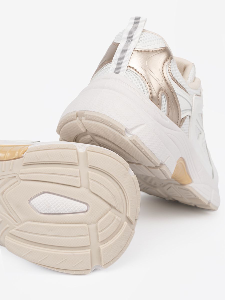 Biele sneakersy s béžovo-zlatými detailmi