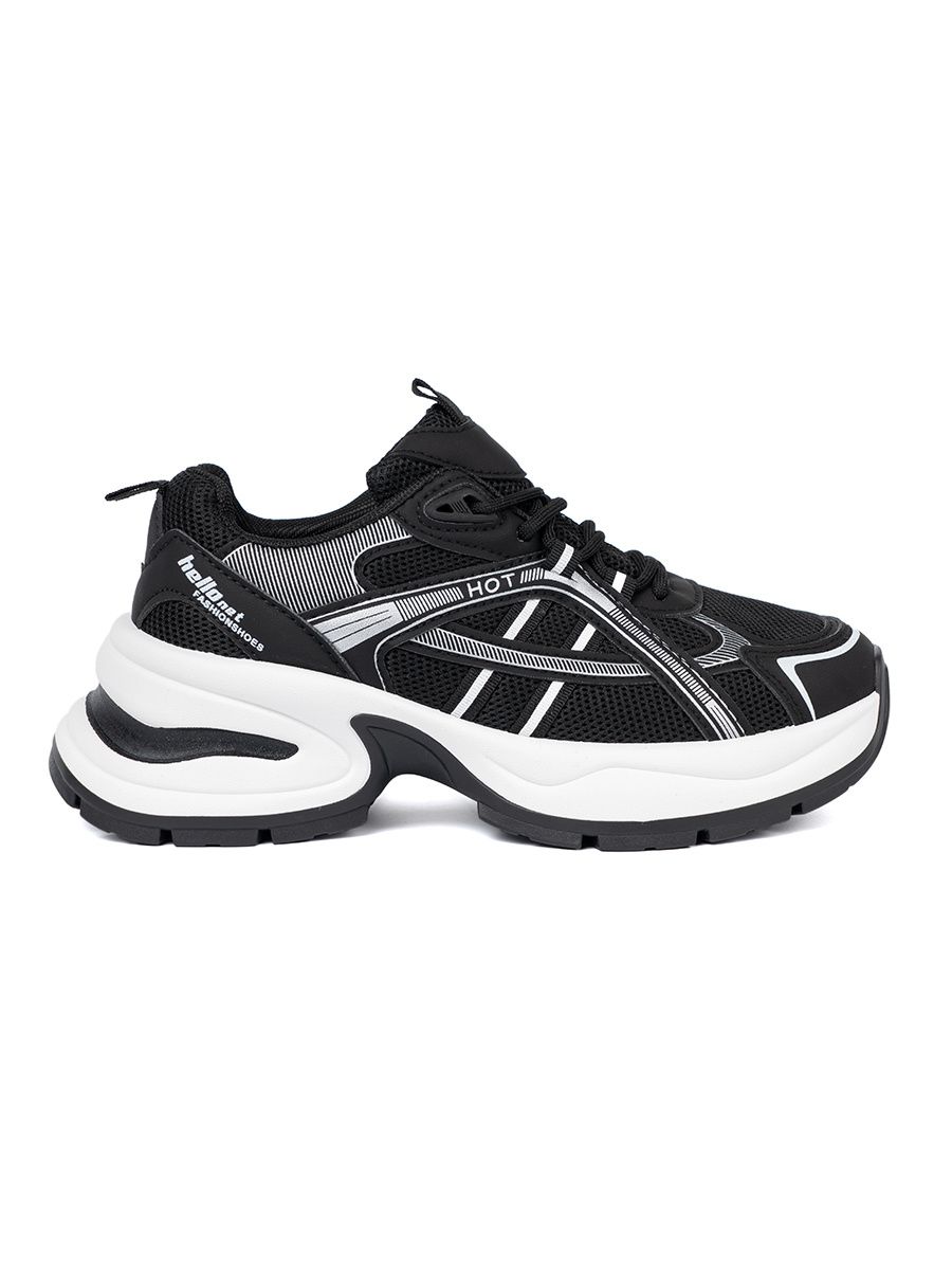 Čierne sneakersy s priedušným zvrškom a masívnou bielou podrážkou