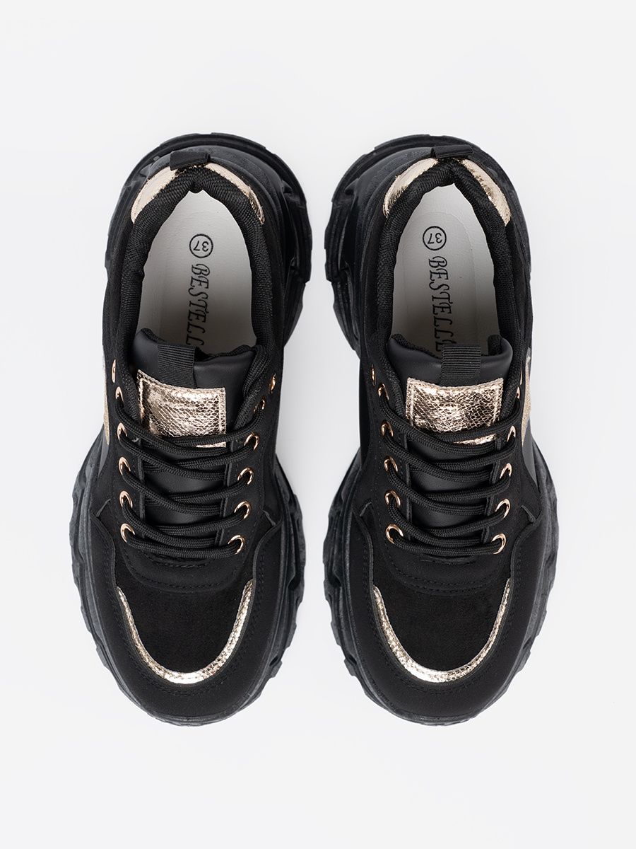 Čierne sneakersy so zlatým srdcom