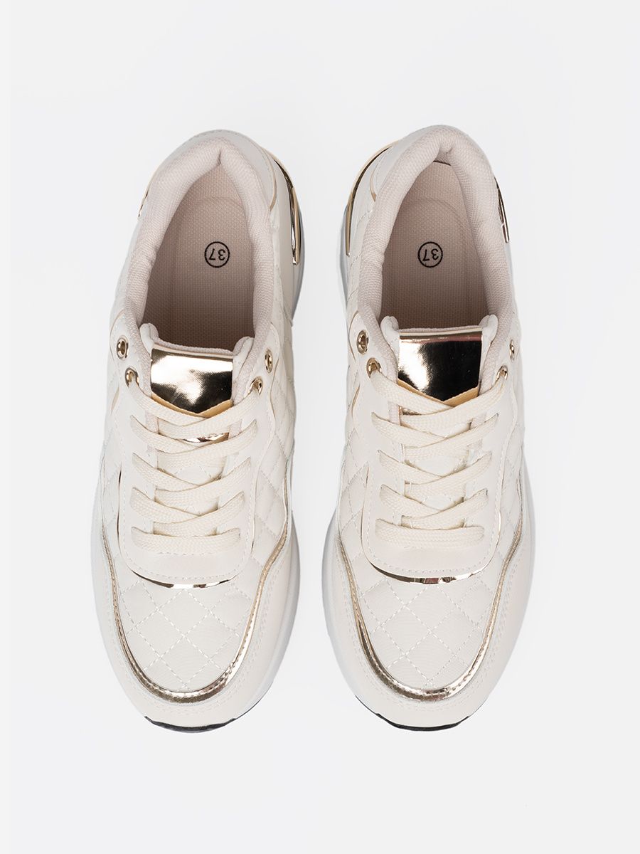 Béžové sneakersy s lesklými zlatými akcentmi