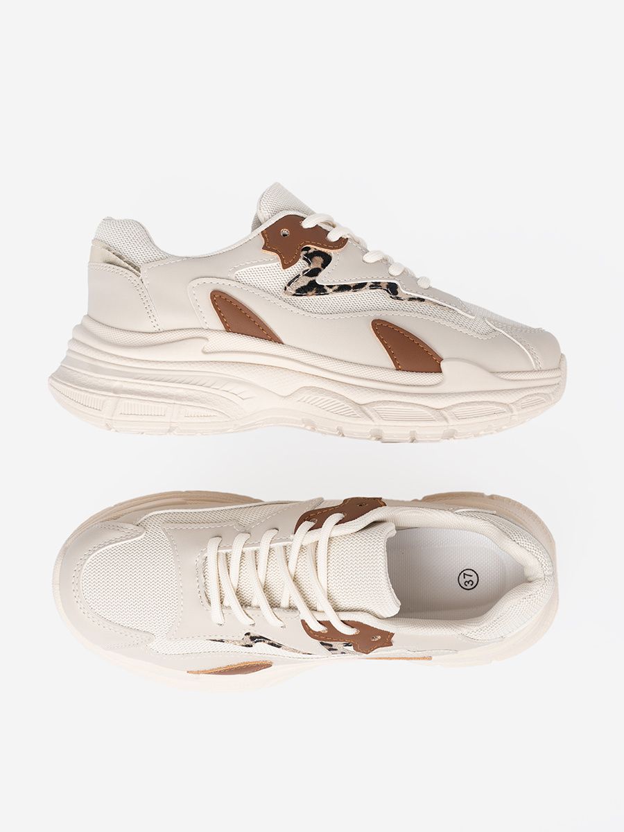 Bežové dámske sneakersy na hrubej podrážke