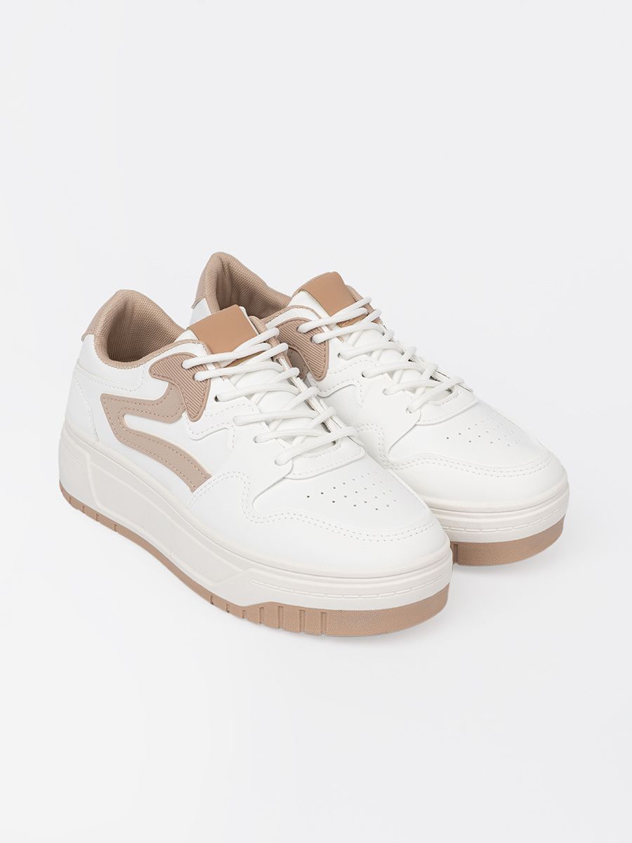 Bielo-bežové sneakersy na platforme