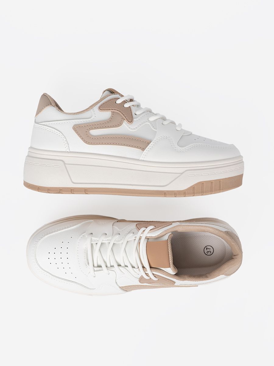 Bielo-bežové sneakersy na platforme