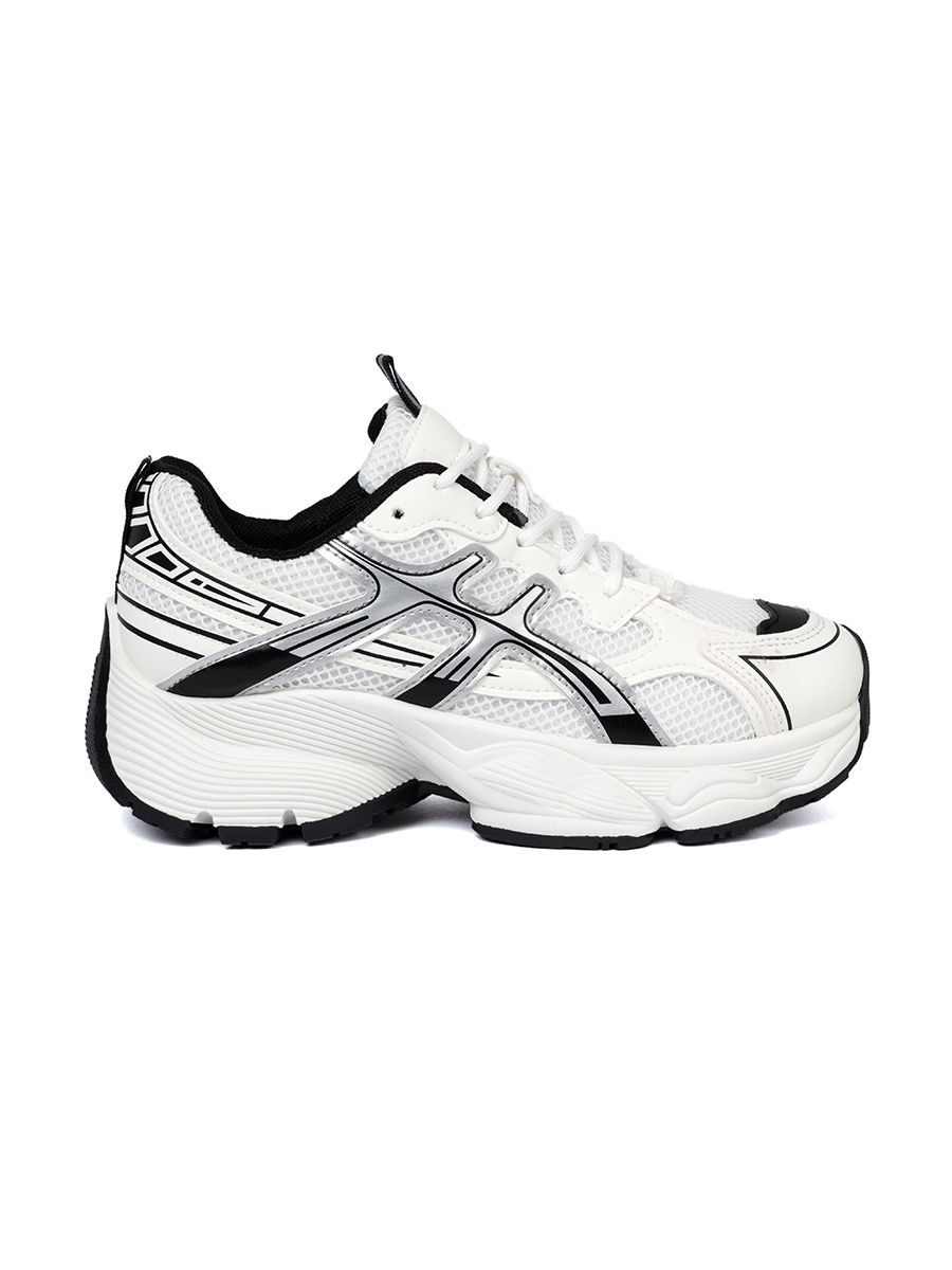 Bielo-čierne pohodlné sneakersy so sieťovinou