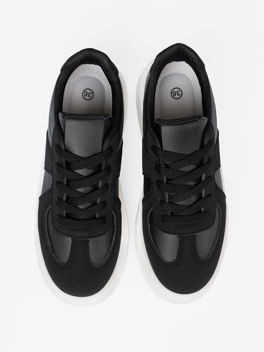 Klasické čierne sneakersy na hrubej podrážke