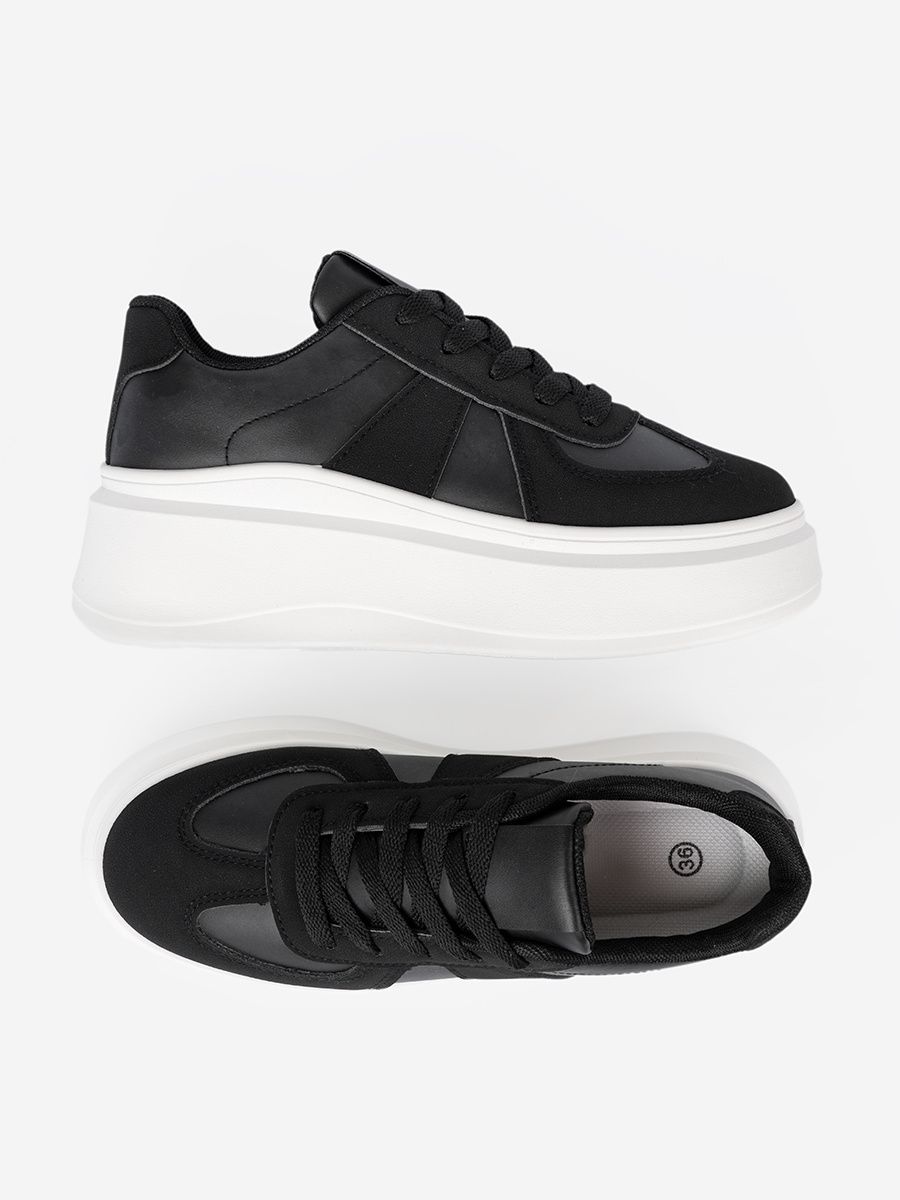 Klasické čierne sneakersy na hrubej podrážke