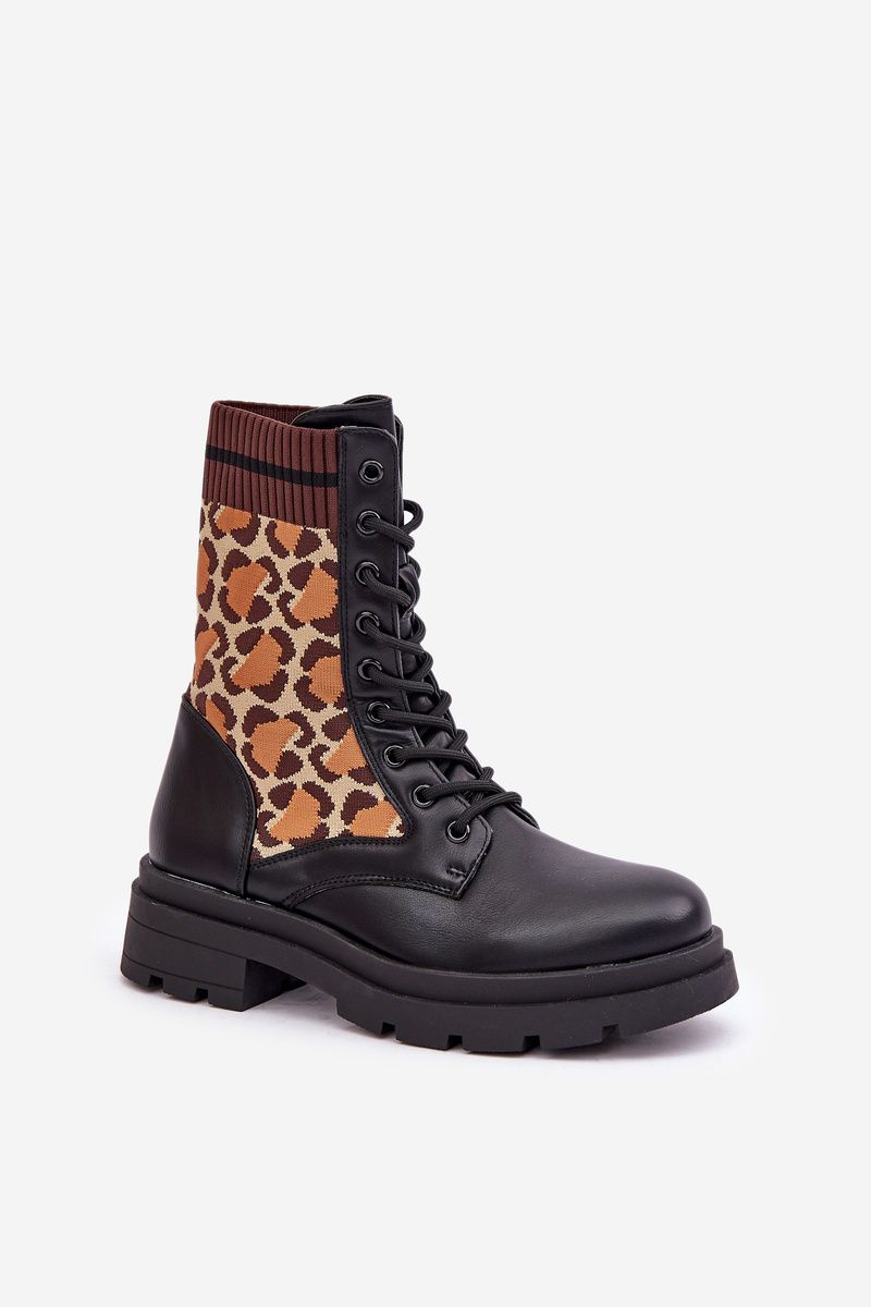 Členkové workery s leopardím vzorom, čierne
