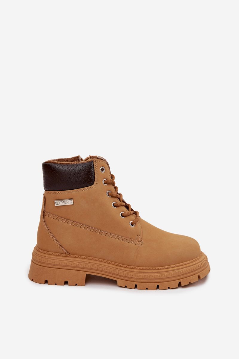 Zateplené členkové čižmy na zips camel