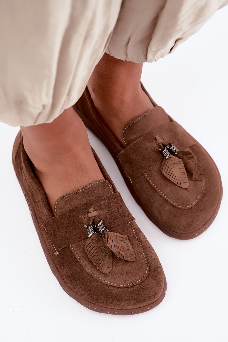 Barefoot mokasíny z prírodného semišu, hnedé