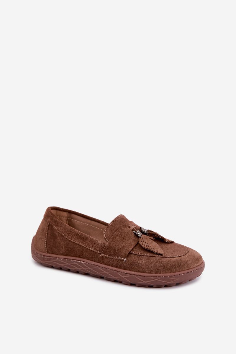 Barefoot mokasíny z prírodného semišu, hnedé