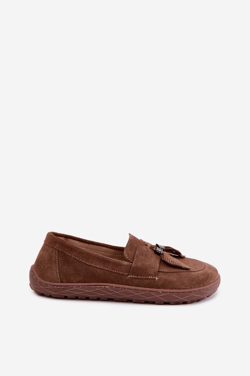 Barefoot mokasíny z prírodného semišu, hnedé