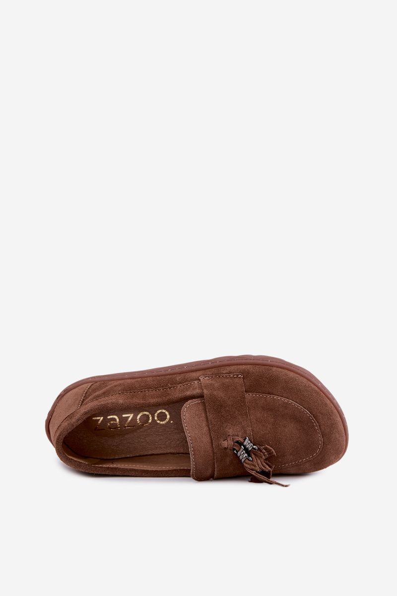 Barefoot mokasíny z prírodného semišu, hnedé