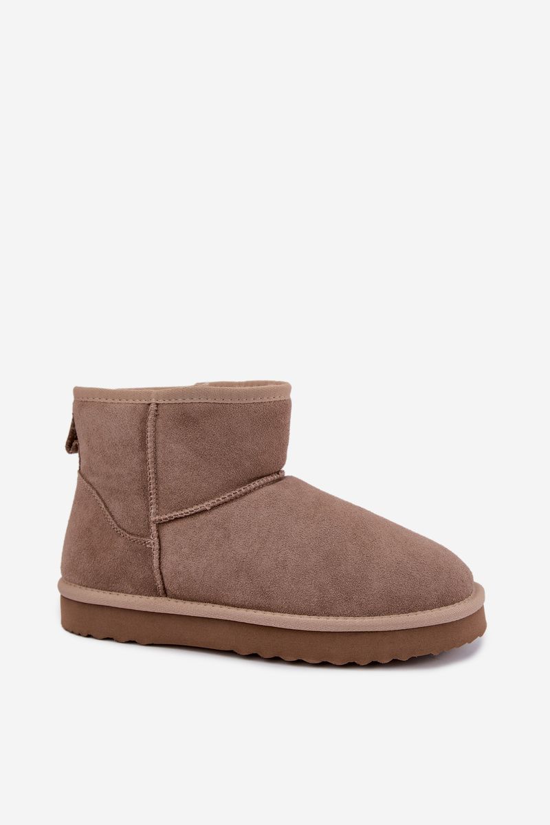 Semišové kožené snehule s kožušinou béžové
