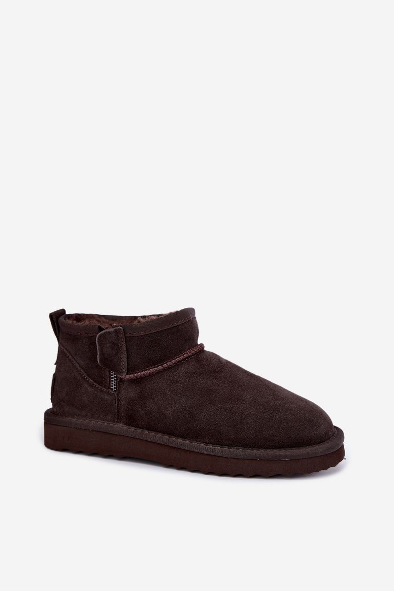 Semišové kožené snehule na zips hnedé