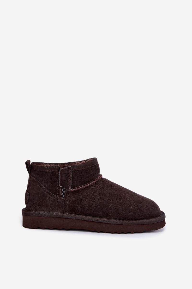 Semišové kožené snehule na zips hnedé