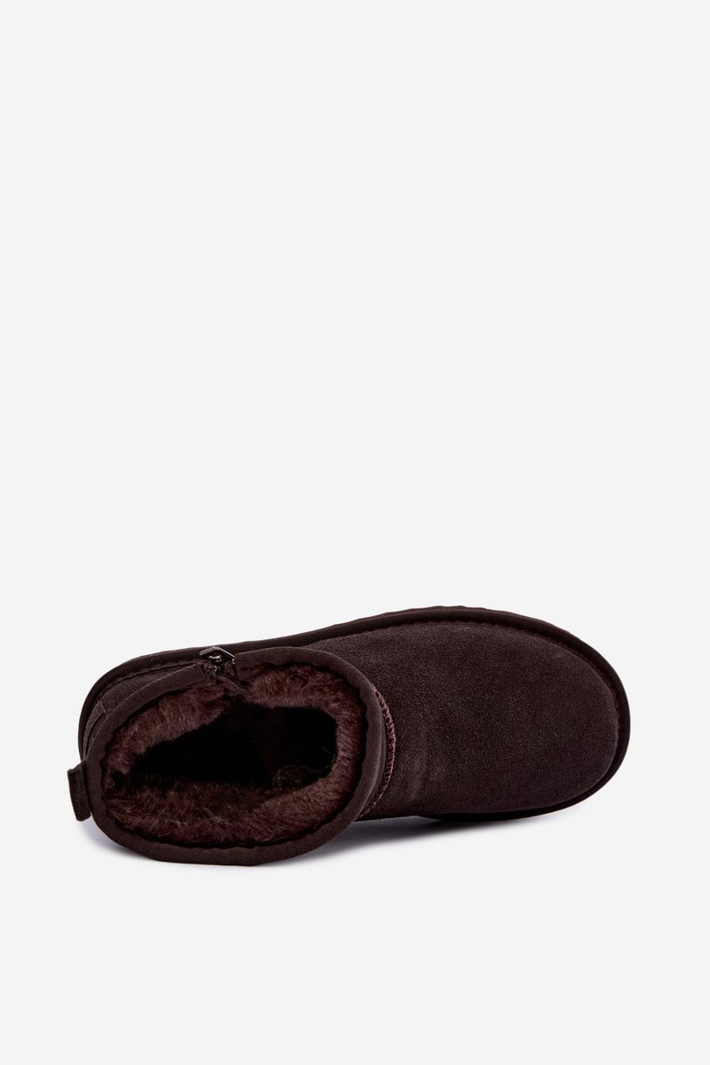 Semišové kožené snehule na zips hnedé