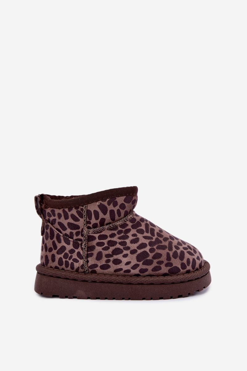 Snehule s leopardím vzorom, hnedé, z eko semišu