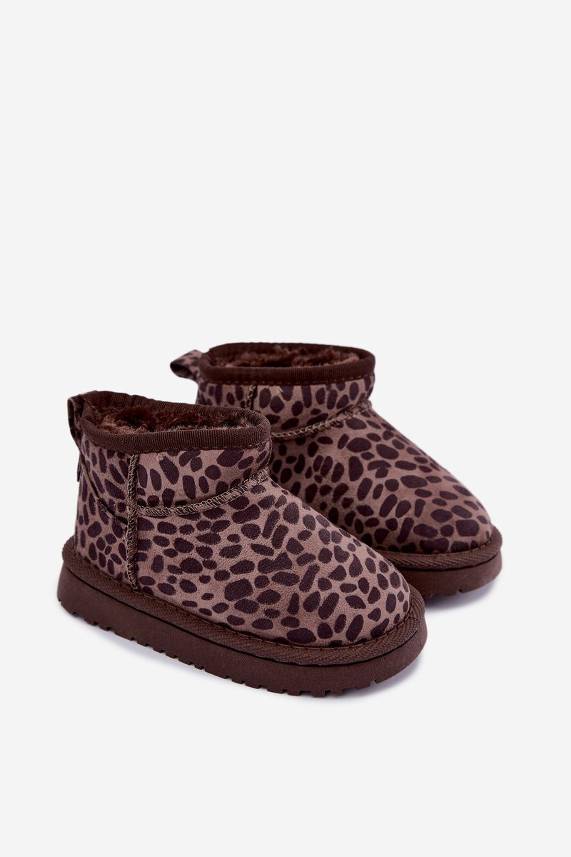 Snehule s leopardím vzorom, hnedé, z eko semišu