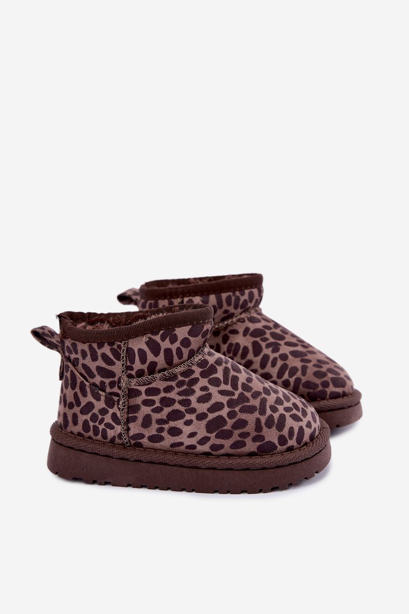 Snehule s leopardím vzorom, hnedé, z eko semišu