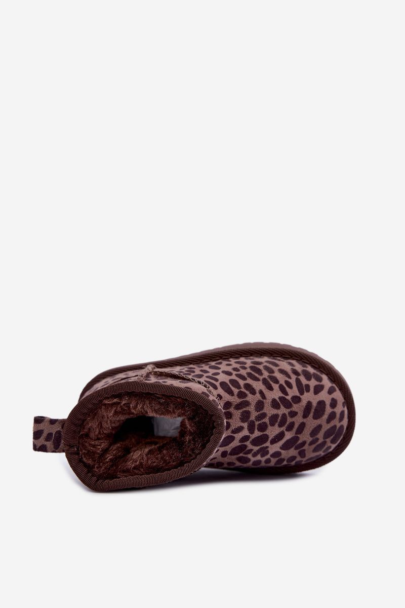 Snehule s leopardím vzorom, hnedé, z eko semišu