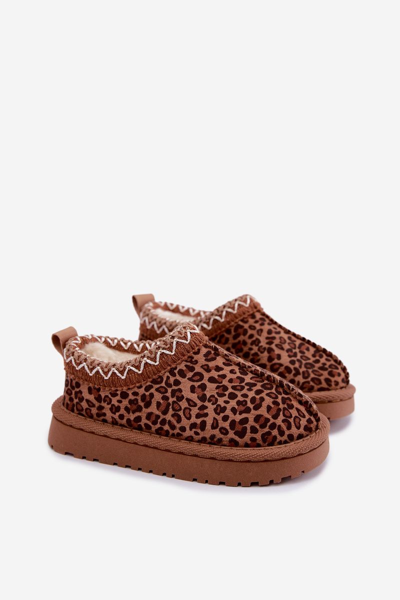 Hnedé snehule s leopardím vzorom a výšivkou