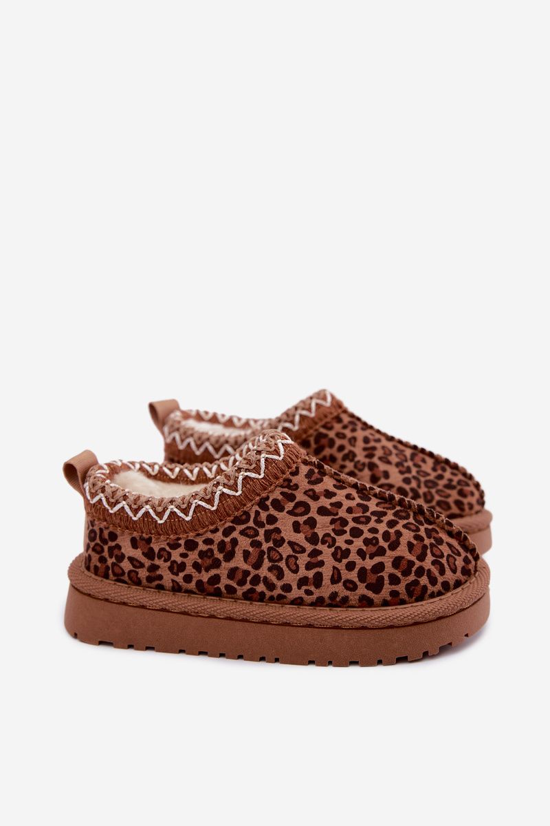 Hnedé snehule s leopardím vzorom a výšivkou