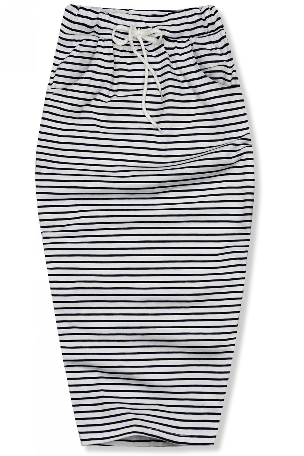 Modro-biela pruhovaná midi sukňa III.